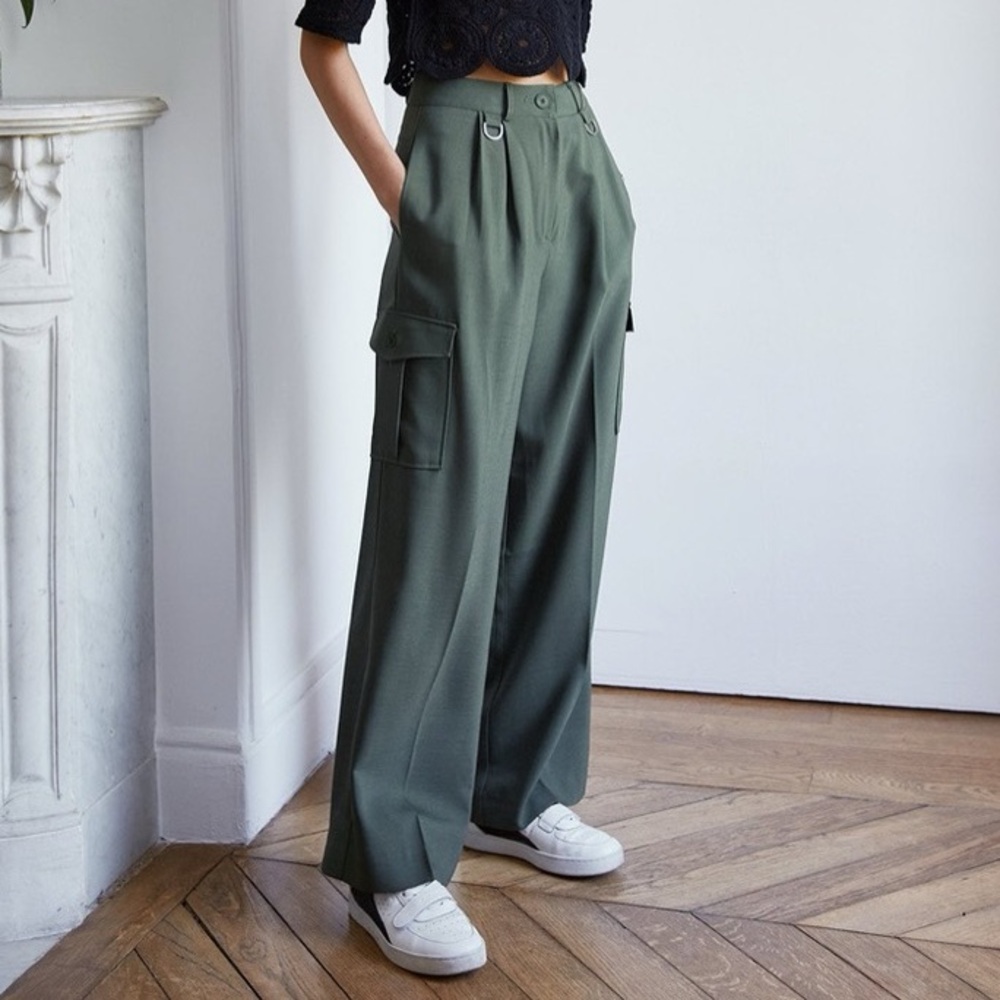 PIXIE MARKET | Beside_You | Cargo Pants | Wide Leg | Army Green | Small